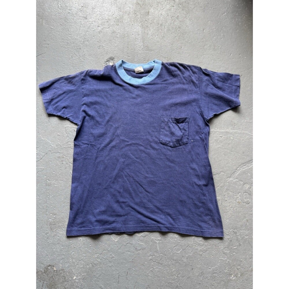 Vintage 60s 70s Montgomery Ward Pocket T Shirt 2 Tone 100% Cotton